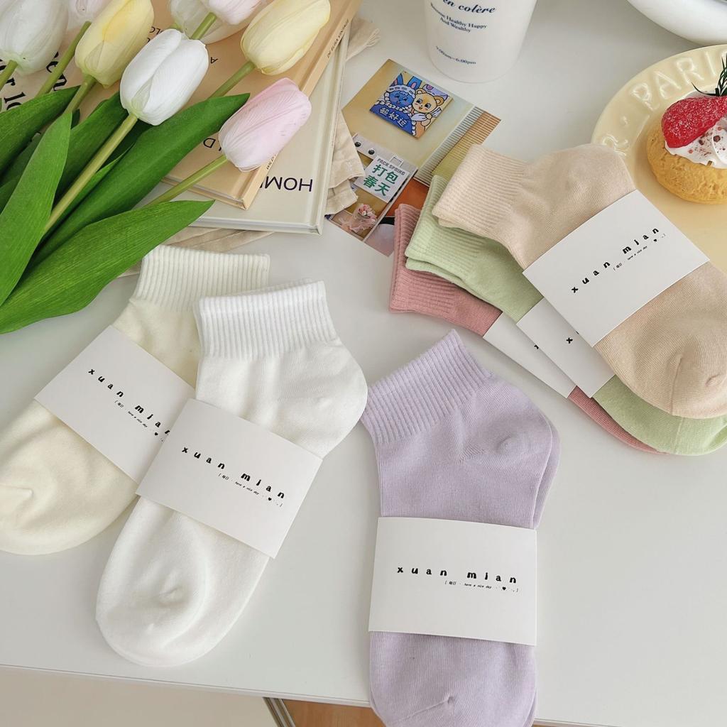 10 Pairs Pure Color Cotton Sports Socks Women  Short Socks for Women Candy Color Spring Autumn Sock