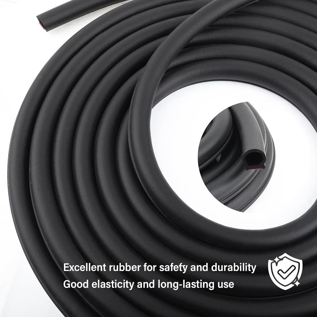 19.68Ft D-Shape Car Rubber Seal Strip,Automotive Weather Stripping For Sealing Door Hood Trunk Window,Self-Adhesive Soundproof Car Door Seal Strip