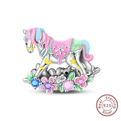 Original Charms Beads Copper Rainbow Swing Carousel Trojan Horse Pendant For Woman Jewelry For Bracelet Accessories