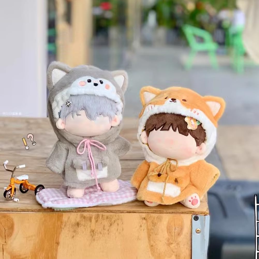 YUYAKESHI Cotton Doll Clothes Animal Doll Clothes Change of Clothes Jacket Hat with Ears Stuffed Animal Costume Cute Animal Fluffy Cape (Oogami, 10cm)