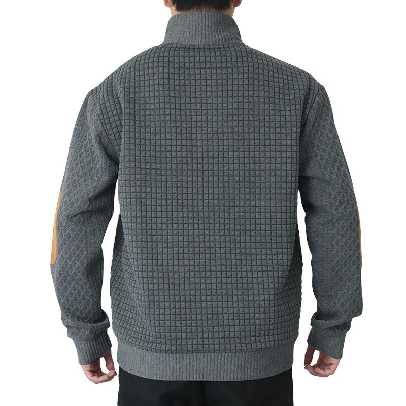 New Versatile Daily Business Spring And Autumn Men'S Men'S Standing Collar Long Sleeved Casual Outdoor Hoodie Jacquard Knitted Sweater