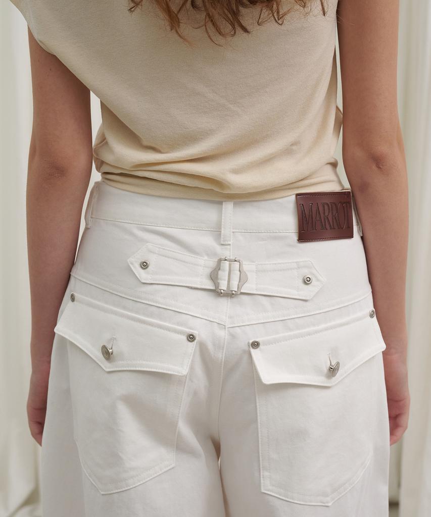 MARROT Curved Cotton Pants_White