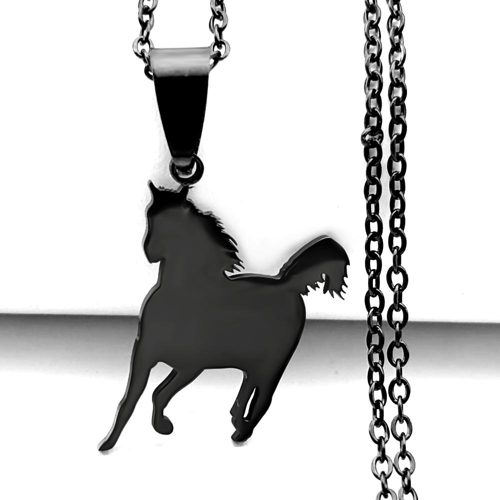 Lucky Horse Year Pony Figure Chain For Women Men Stainless Steel Silver Color Animal Simple Clavicle Necklace Jewelry Gifts