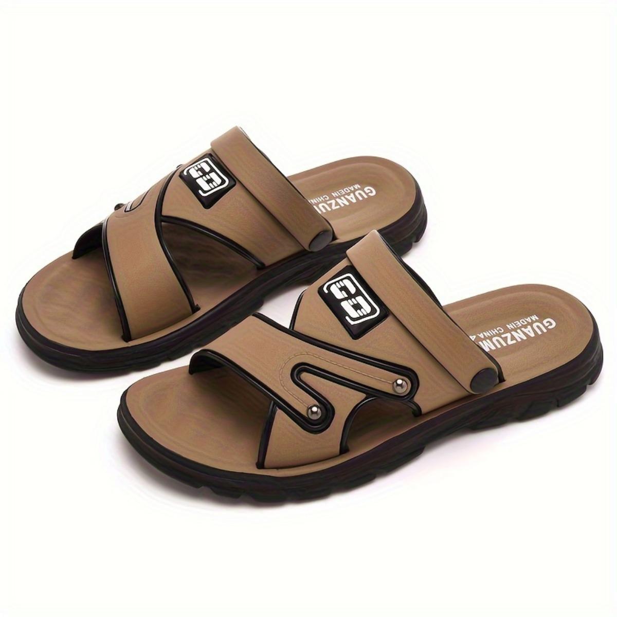 Herren-Sandalen mit Monogramm-Design, lässige Dual-Use-Sandalen, rutschfeste Strandschuhe für den Sommer im Freien 41 khaki