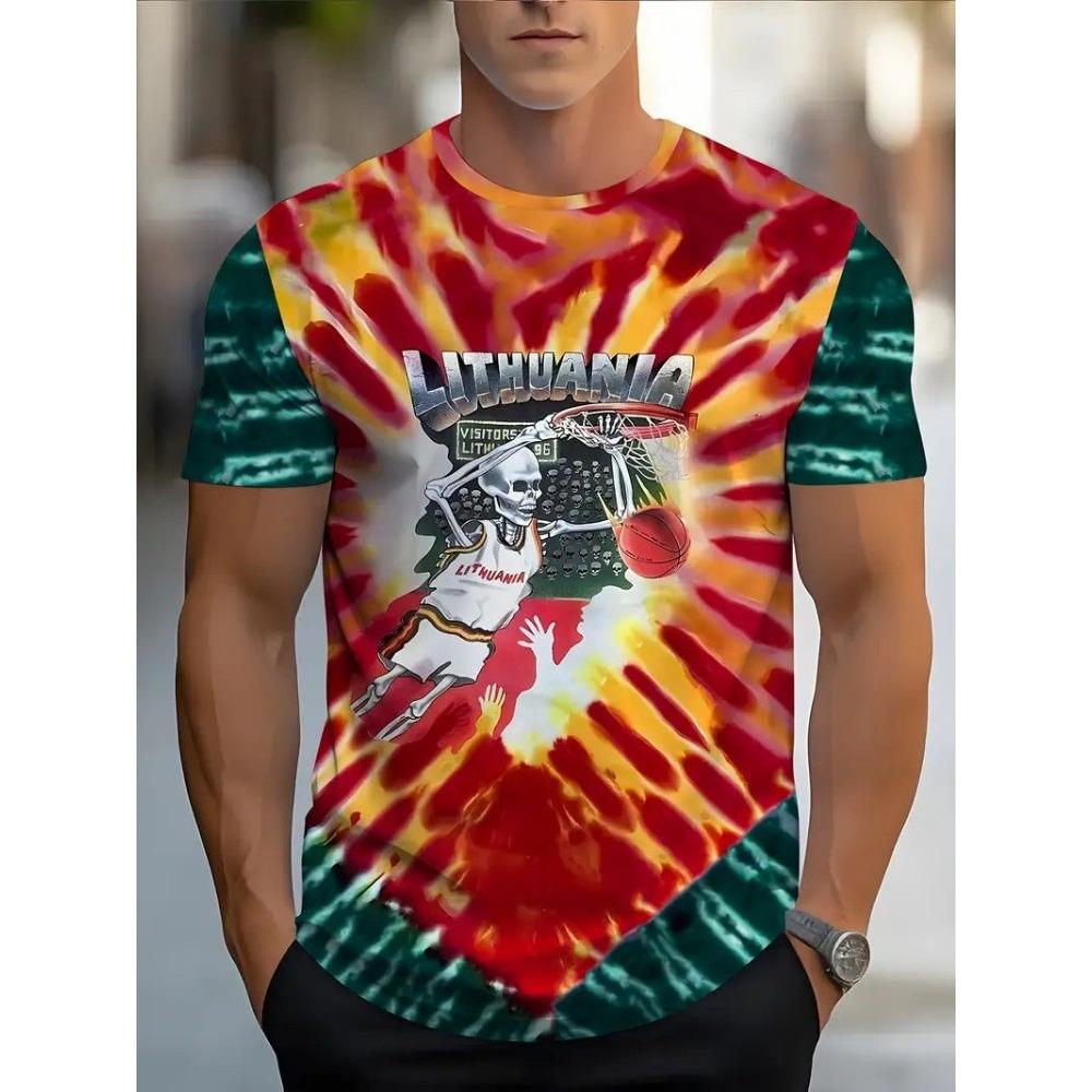 Men's sports T-shirt with numbers - machine washable polyester fiber fitness shirt, suitable for fitness, sports, and casual wear
