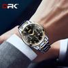 OPK 8119 Dual Calendar Men's Quartz Watch Waterproof Luminous Stainless Steel Wristwatch with Stainless Steel Band for Men