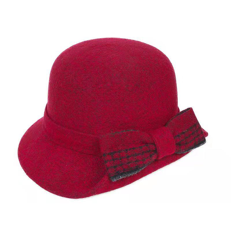 Miyu Sifei Women's Winter Wool Fluffy Checkered Foldable Fisherman Hat