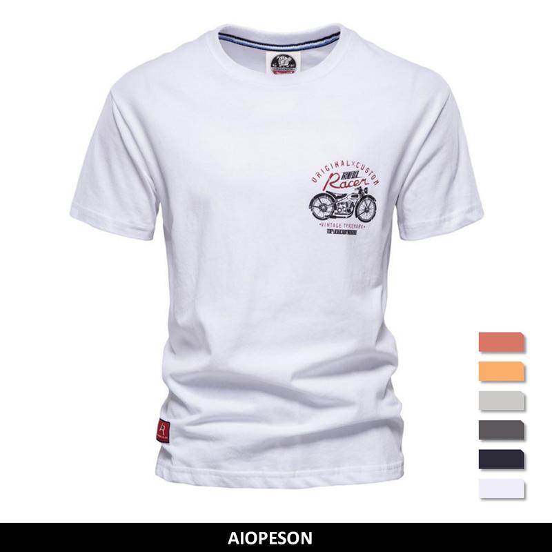 

AIOPESON футболка с большим принтом для мужчин, уличная одежда из 100% хлопка, футболки с круглым вырезом, мужские новые летние высококачественные облегающие мужские футболки