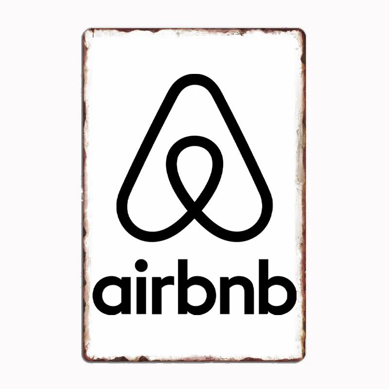 Vintage Airbnb Logo 1 Metallskilt Plakat Veggdekor Kino Stue Veggmaleri Morsomt Blikkskilt Kjøkken Soverom Kafé Bar Pub Stue