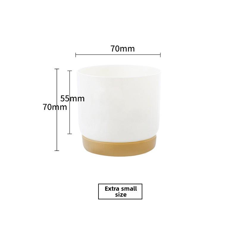 Automatic Water-Absorbing Lazy Ceramic-Like Plastic Flower Pot Round Double-Layer Succulent Green Radish Green Plant Special Pot