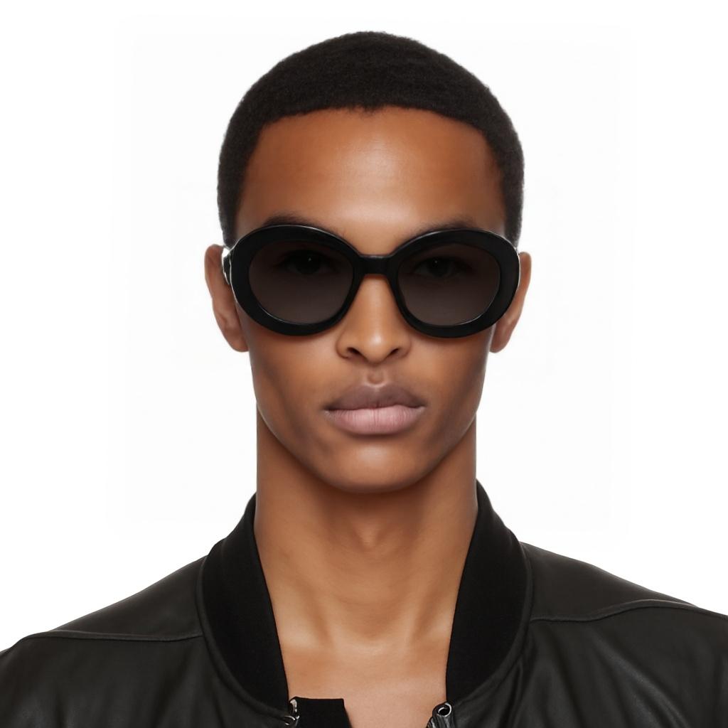 Celine Full Frame Design Oval Sunglasses Men Sunglasses Black CL40312U.