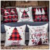Decorative Merry Christmas Satin Cushion Cover 16 Inch X 16 Inch Set of 5, Cusion Cover for Sofa 16" 16, Christmas Home Decor