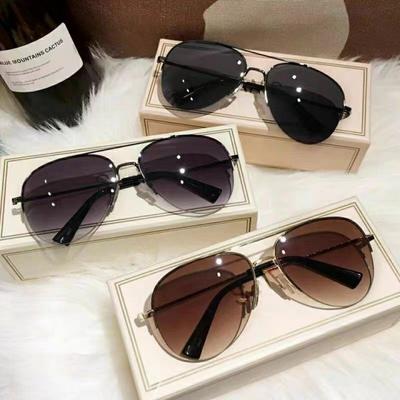 Sonnenbrille mit großem Rahmen und Halbrahmen, coole Rüschenbrille für Herren, hübsche Froschbrille, Farbverlaufssonnenbrille, Sonnenschutzsonnenbrille für Damen