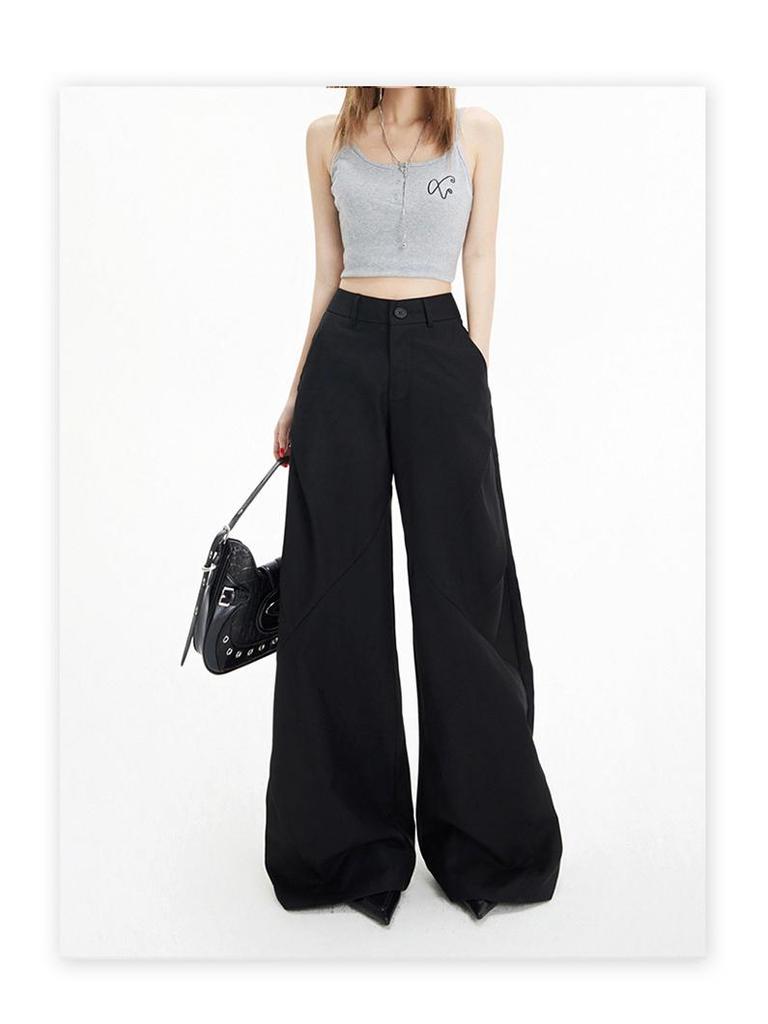 Women's Retro High Waist Wide Leg Pants – Versatile Flare Casual Suit for Spring/Summer