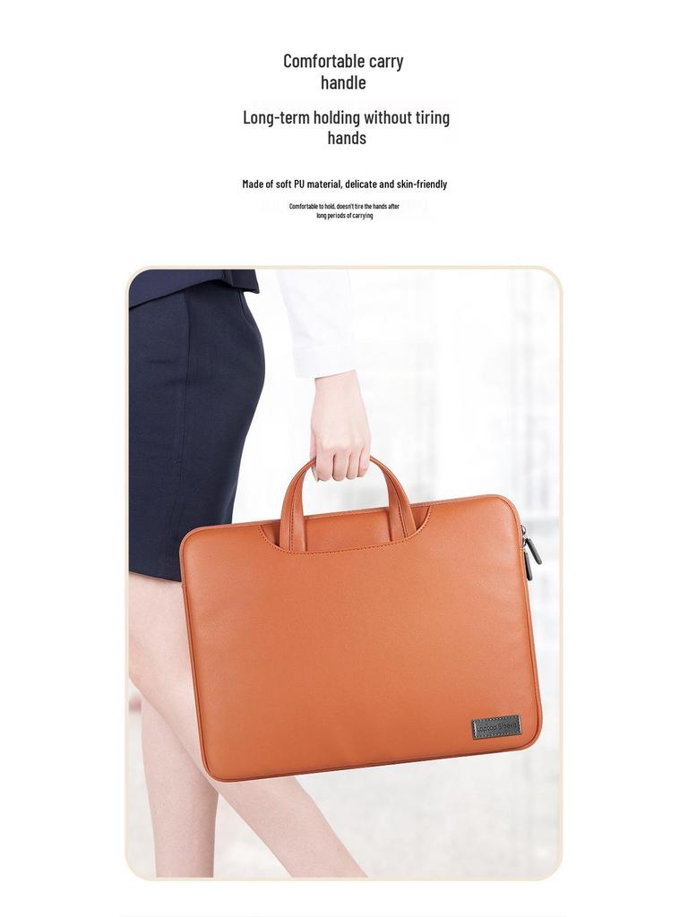 MacBook Laptop Bag - 15-Inch PU Business Tote, Waterproof Crossbody, Fits 13/14.2 Inch