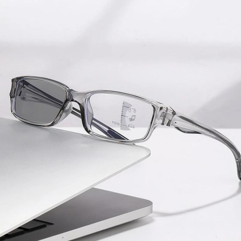 Sports Photochromic Reading Glasses for Women Men Vintage Color Changing Progressive Multifocal Presbyopia Glasses +1.5+2.5