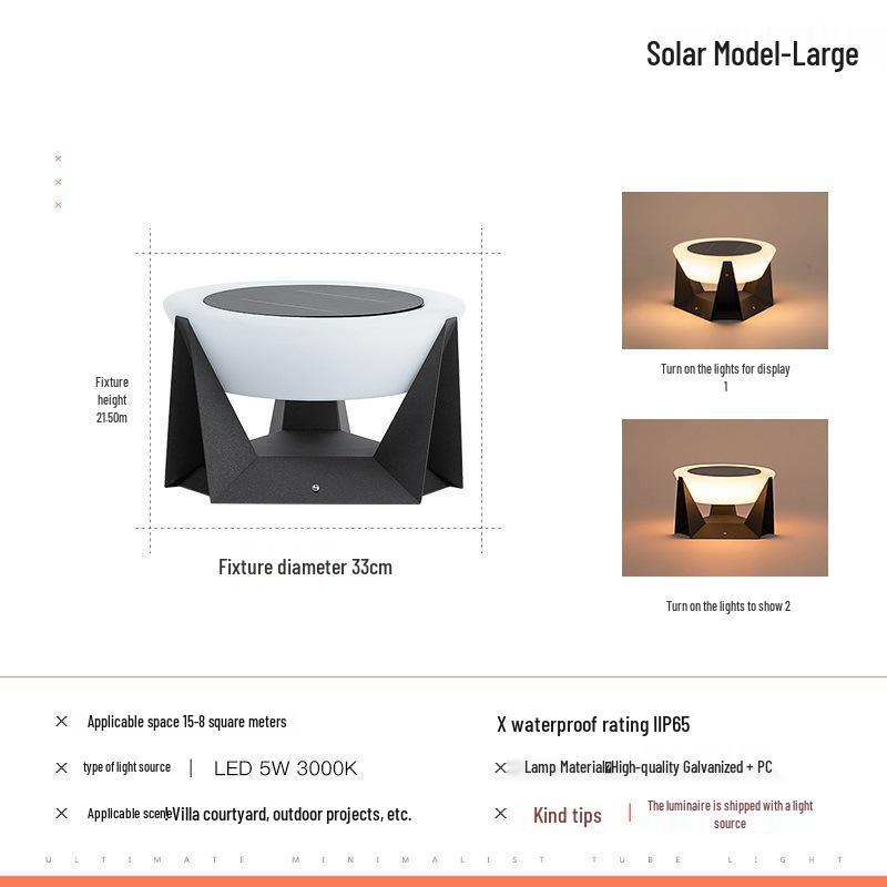 Waterproof Outdoor Solar Pillar Light for Walls, Gates, and Courtyards