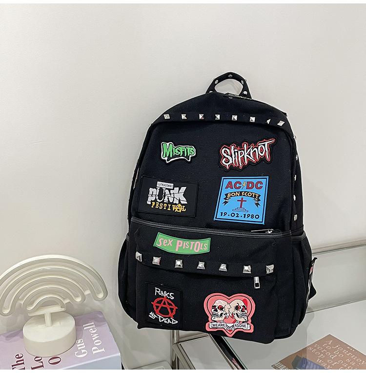 Schoolbag schoolbag punk rock subculture embroidery rivets student large capacity schoolbag y1k hottie personality backpack tide
