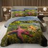 Starfish Bedspread Queen/Full Cute Ocean Creatures Quilted Coverlet 2/3 Piece Tropical Beach Theme Bedding Set for Teens Adult