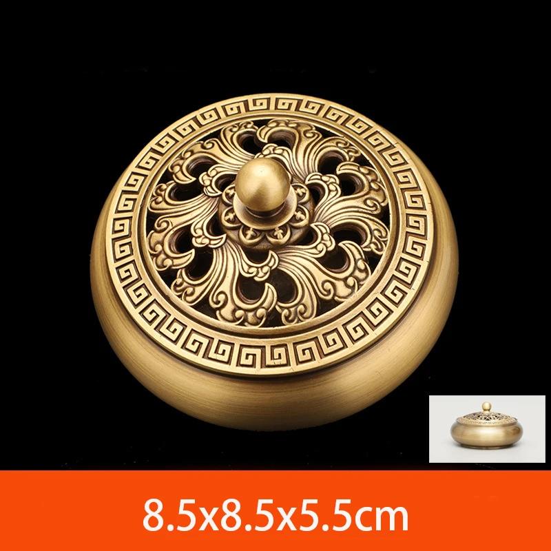 Klasický starožitný kadidelnice s plochým dnem Čistá měď pro domácnost Dekorativní interiérové ​​dekorace Zen santalové dřevo řezbářské kadidlo