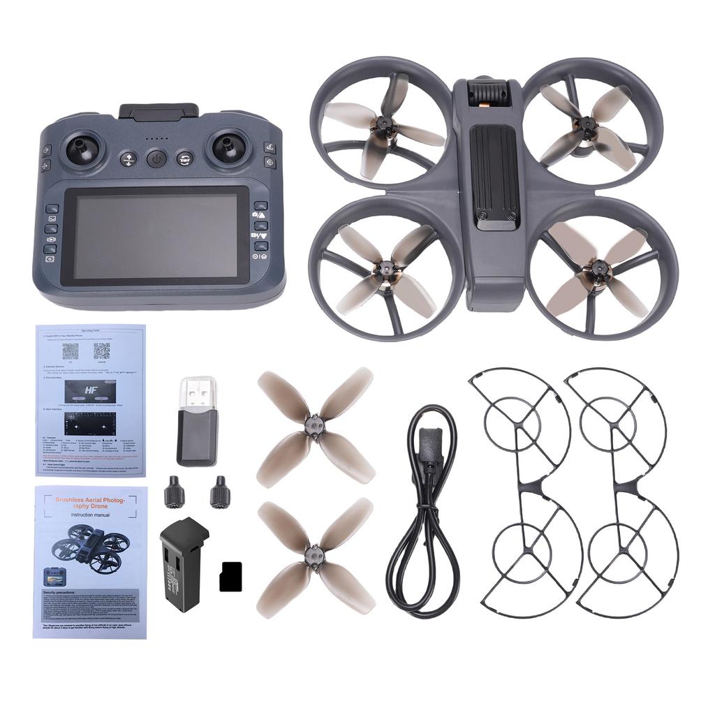 Brushless RC Quadcopter with Optical Flow Positioning, 8K Dual Camera and Screen Remote Control, One Key Takeoff and