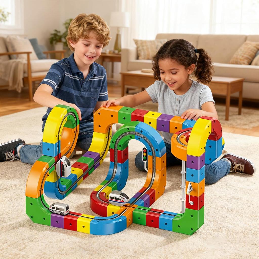 Electric modular train track construction anti-gravity train 81pcs