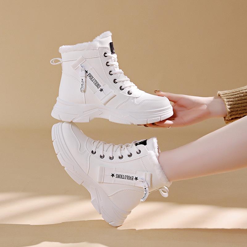 Winter Women's Short Boots Warm and Comfortable Snow Boots with Side Zipper and Fleece Lining Waterproof Shoes