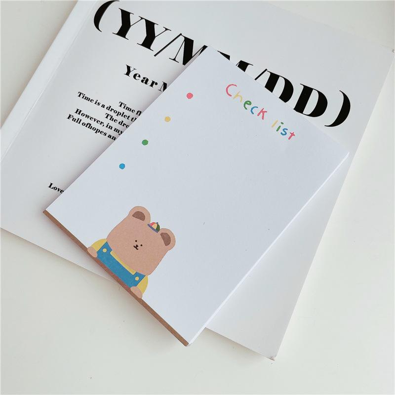 Korean Ins The Same Style Chubby Bear Checklist Sticky Note Book 2 Colors Optional Hand Account Sticker Paper Kawai Stationery