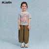 M.Latin Girls' 2026 Summer Lamb Appliqué Short Sleeve T-Shirt