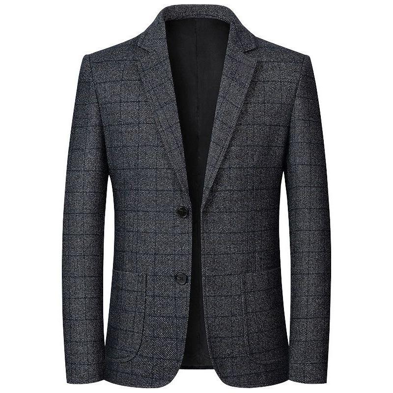 Spring Autumn Men's Plaid Blazers Smart Casual Formal Suits Jackets Coat Men Fashion Slim Fit Turn Down Collar Blazers Outerwear