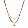 Vintage Light Luxury Maillard Brown Tiger Eye Sunflower Pendant Sweater Necklace For Women