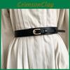 Elegant Black And Dark Red Faux Leather Women's Waist Belt For Dresses And Coats