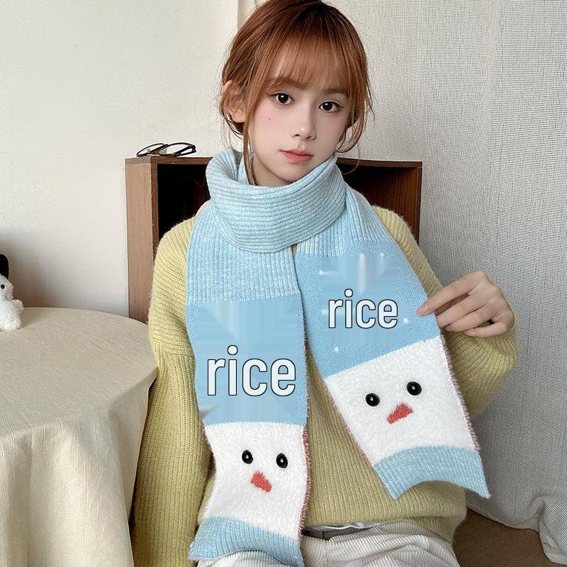Icelandic Snowman Autumn/Winter Snowflake Scarf for Women - Preppy Style Knit Neck Warmer
