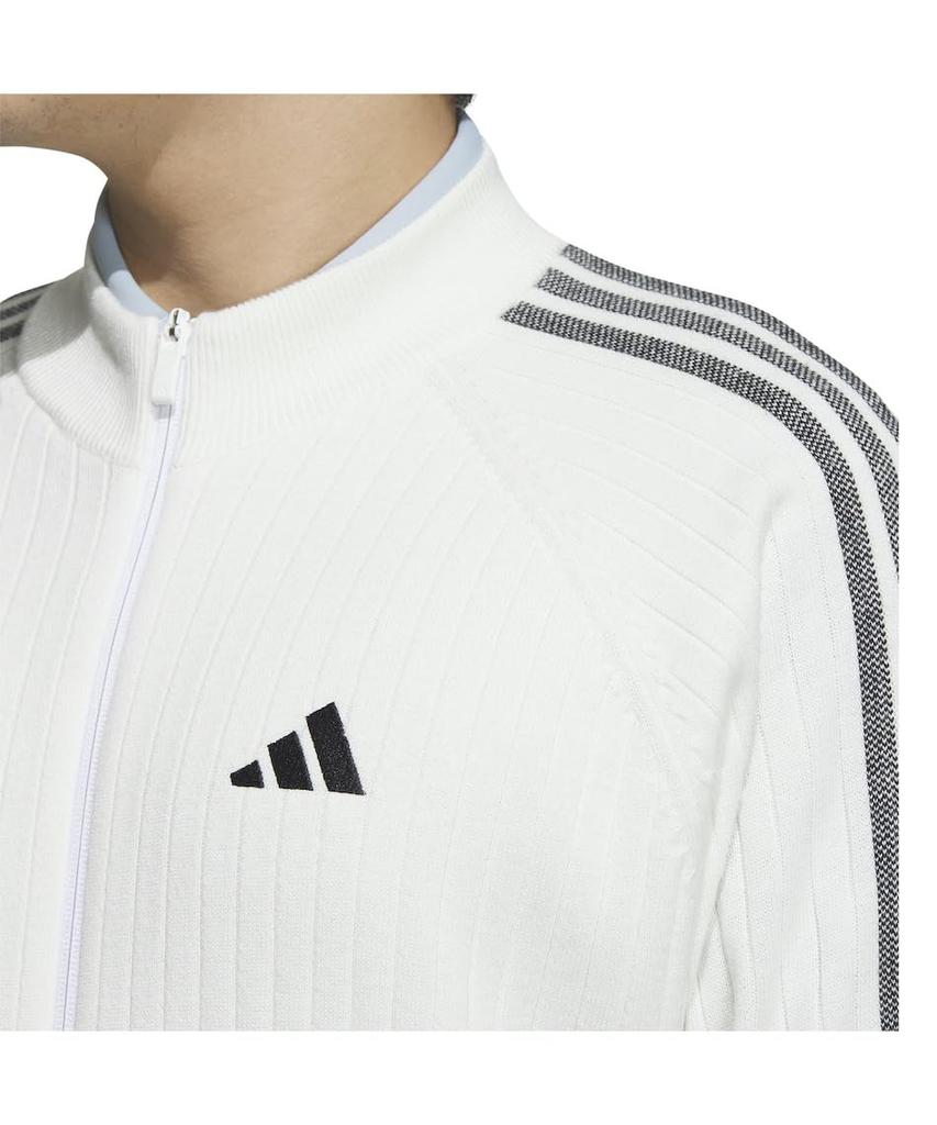 Sweter z podszewką wiatroodporny z długim rękawem Three Stripes Biały [Adidas] Odzież środkowa (Sweter, Bluza) J/L