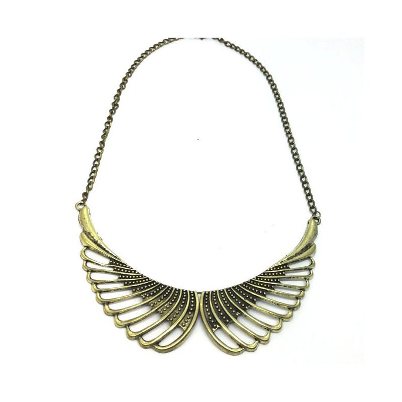 Fashionable Angel Retro Wing Pendant Women Metal Necklace For Travel And Gift