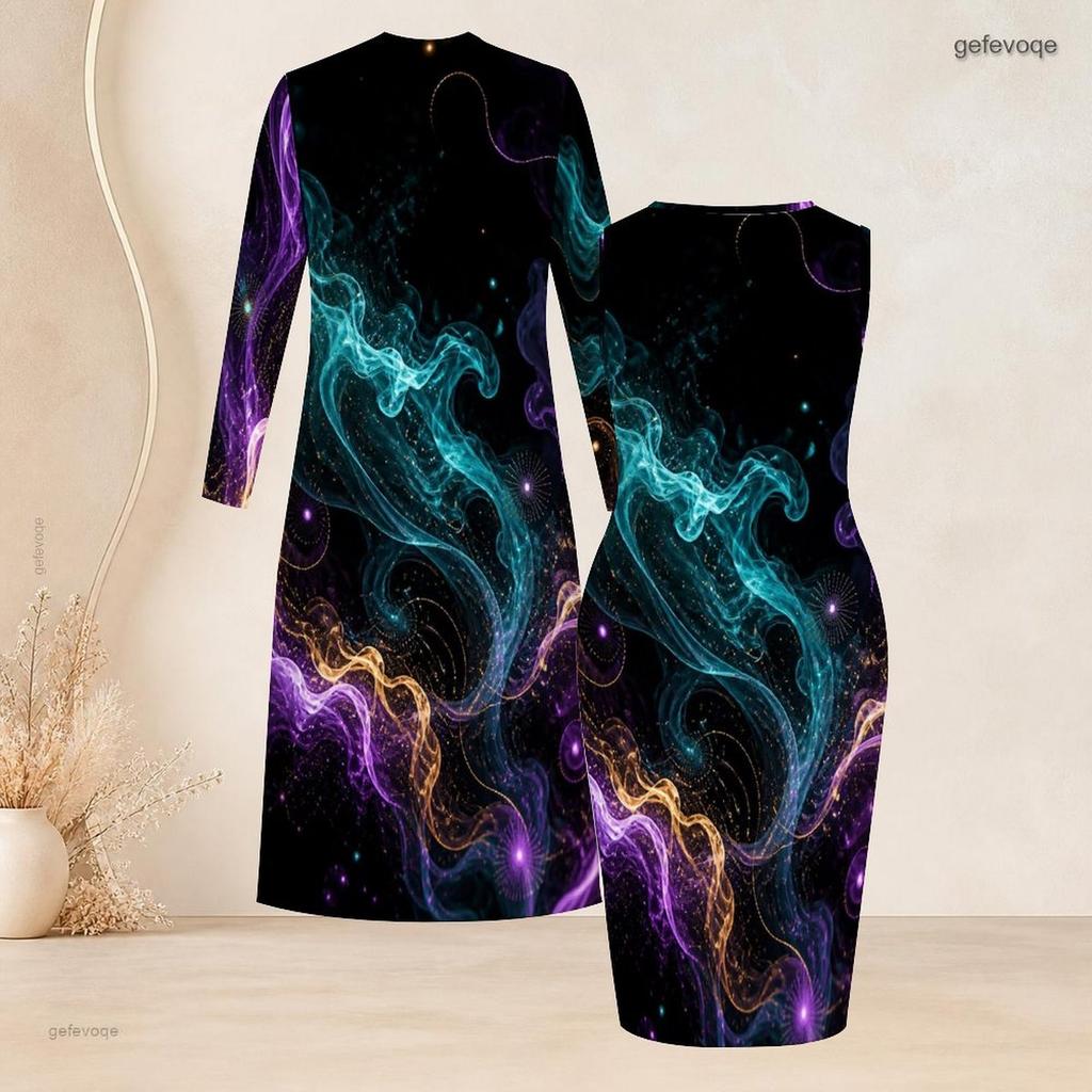 Women Plus Size Two Piece Set Long Sleeve Long Open Front Cardigan Sleeveless Printed Bodycon Dress