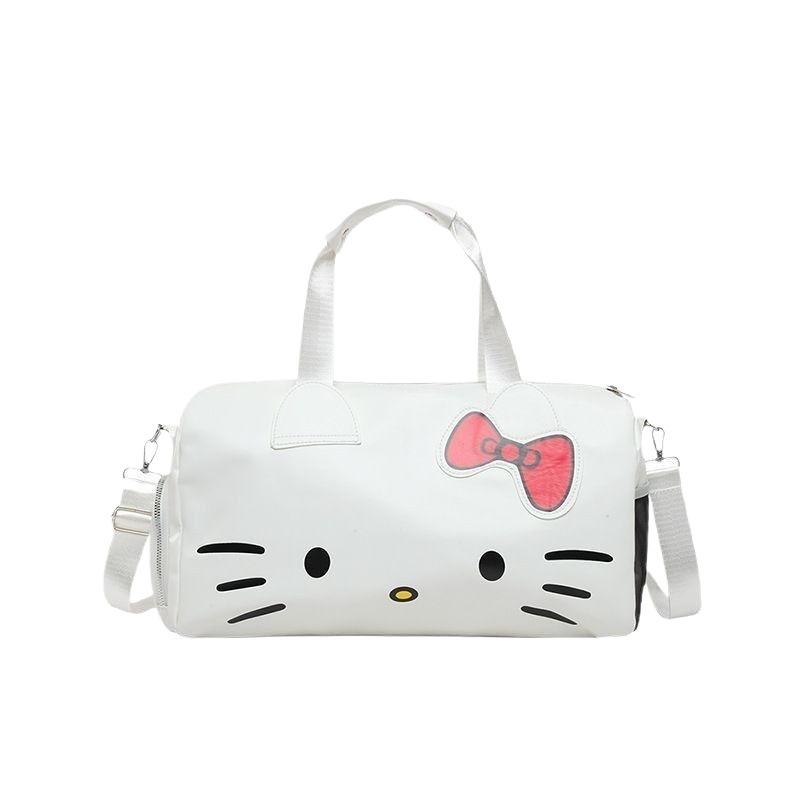 HelloKitty Cartoon Cute Big Bag Shoulder Bow Hello Kitty Portable Fitness Bag Messenger Travel Bag