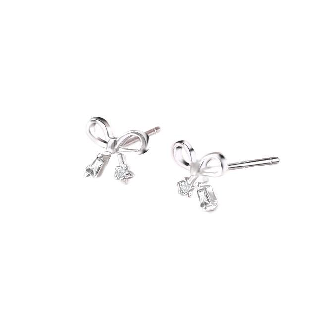 S925 Sterling Silver Bow & Star Stud Earrings - Simple, Versatile, Sweet, High-End Style for Women