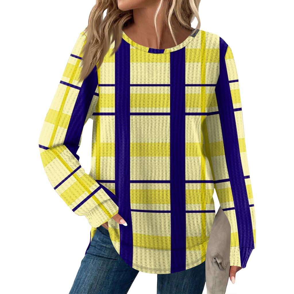 Women's Fashion Casual Loose Round Neck Long-sleeve Printed Top