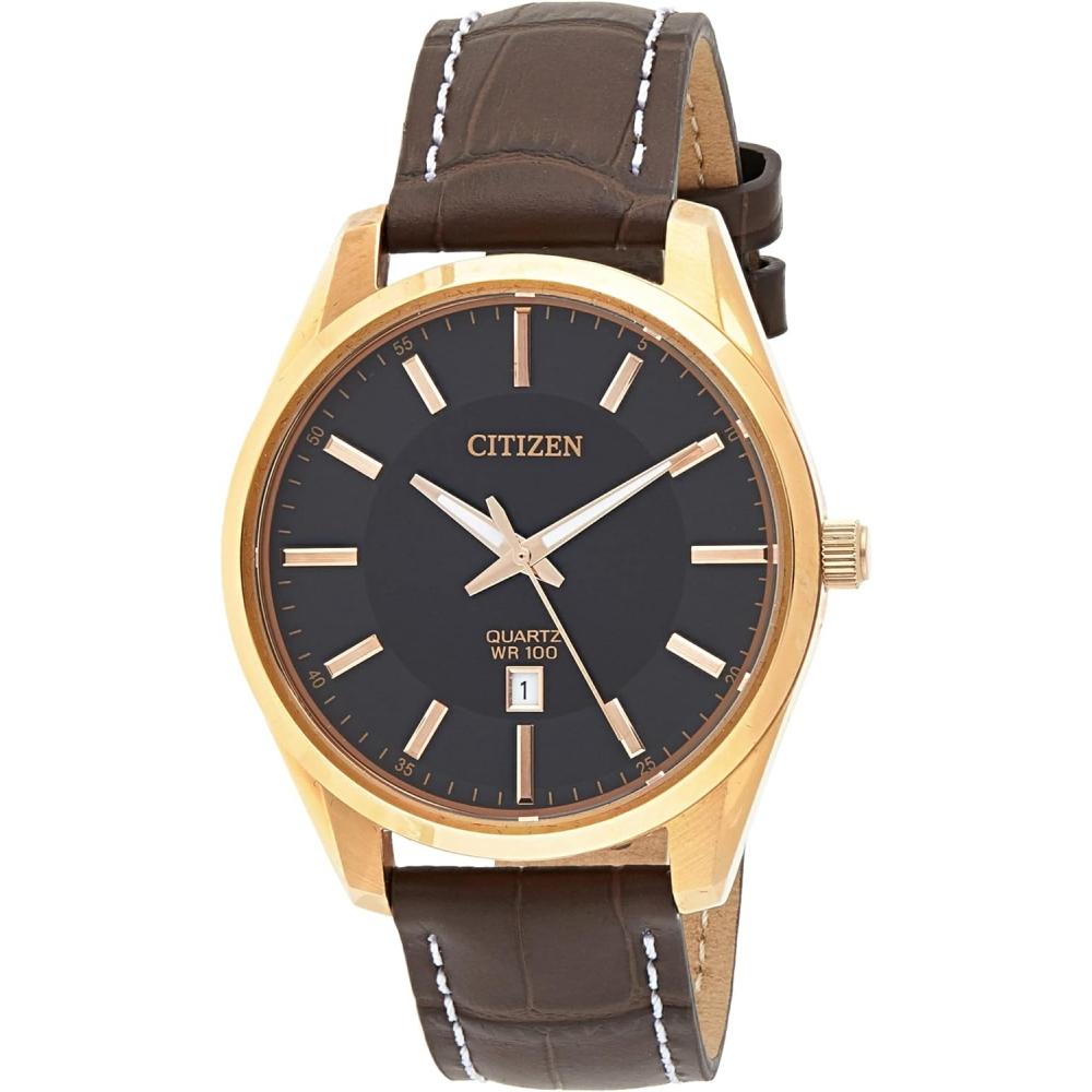 

Citizen кварцевые женские часы с черным циферблатом и коричневой кожей BI1033 04E кварцевый механизм