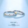 Tichya Original Star & Moon Sterling Silver Couple Rings – Light Luxury Open Design, Perfect 520 Gift
