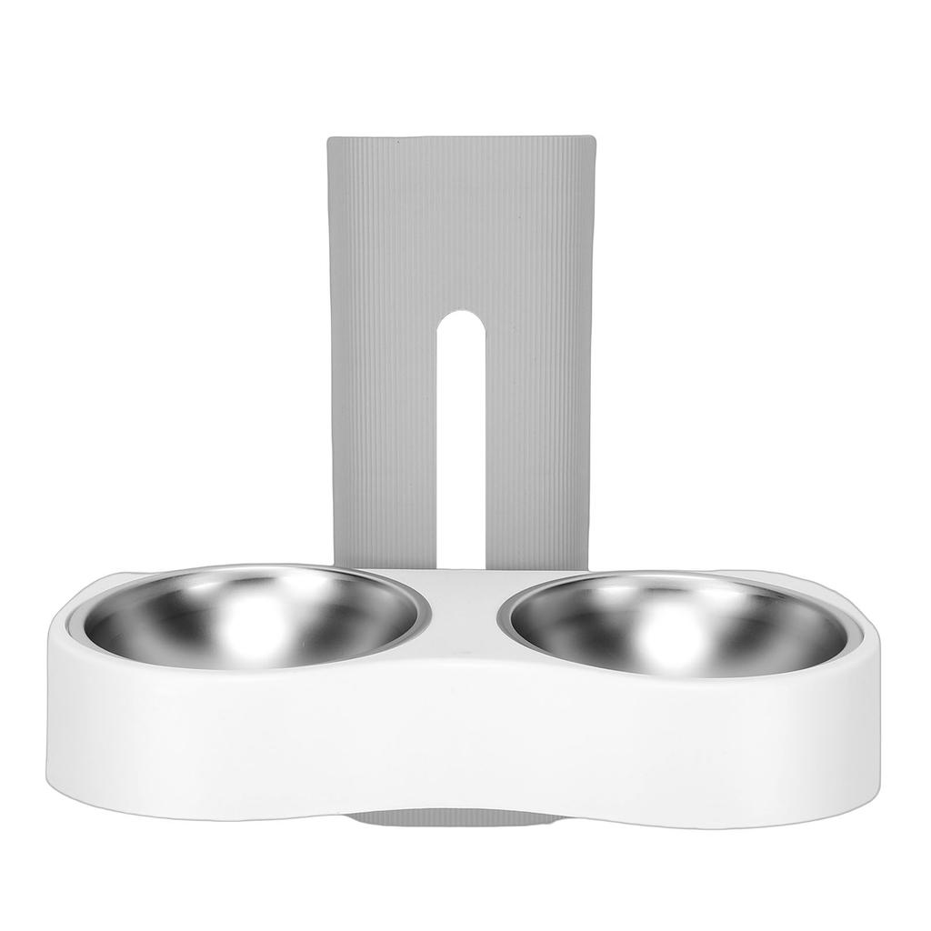 Wall Mounted Pet Feeding Bowl Stainless Steel Height Double Bowls Wall Pet Dish Feeding Station