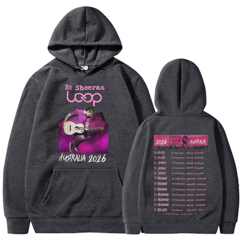 Ed Sheeran Loop Tour Australia 2026 Tour Merch Hoodie Fans Gifts  Women Clothing Fashion Harajuku Oversized Hooded Sweatshirt