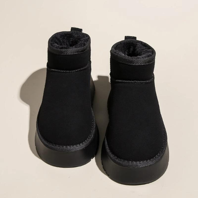 Thick-soled Snow Boots Women's 2025 Fashion New Autumn and Winter Fur Integrated Short Tube High-soled Warm Waterproof Cotton Shoes