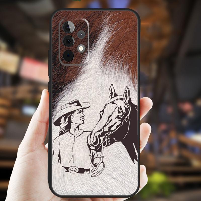 Western Cowgirl Cowboy Case For Samsung Galaxy A05 A06 A22 A53 A33 A26 A16 A56 A36 A32 A52 A54 A34 A14 A55 A15 A35