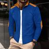 Men's Autumn Casual Embroidered Long Sleeve Zip-Up Jacket with Turn-Down Collar