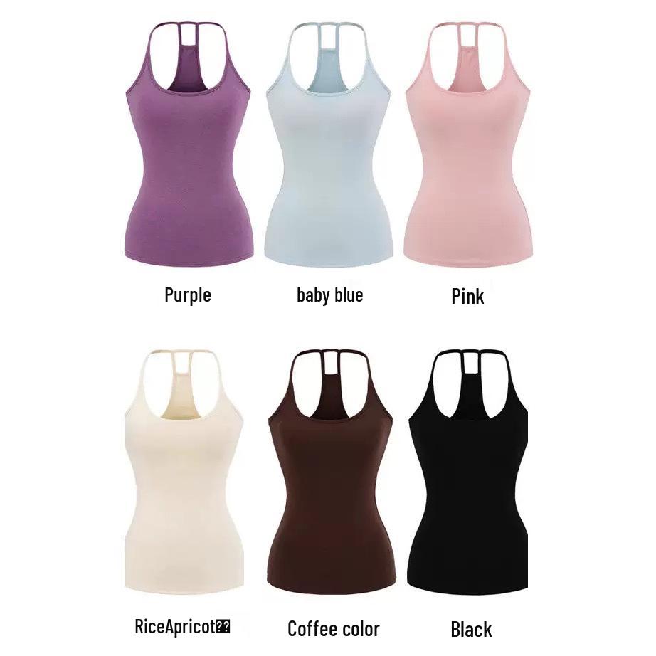 Women's Cross-border Yoga Set: Bare Feel Sports Tank with Chest Pads & High Elastic Flared Fitness Pants