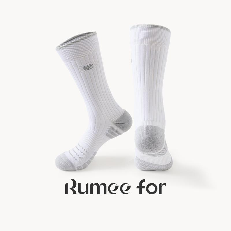 6 Pairs of Men's Embroidered Thick Towel Bottom Sports Anti Skid Shock Absorption Basketball Socks