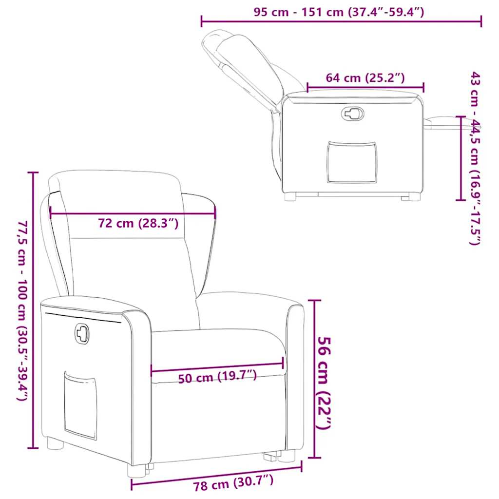 Recliner Chair with Rising Function Light Grey Fabric