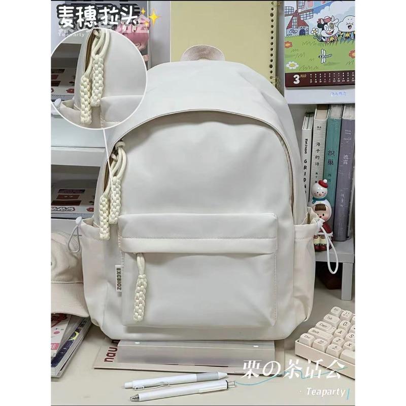 Wind campus casual solid color schoolbag female, simple and versatile lightweight backpack high school student backpack